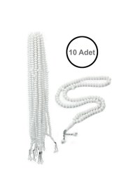 Resim 10 Adet 99lu Namaz Tesbihi 10mm Hac Umre Hediyelik - Beyaz Beyaz 