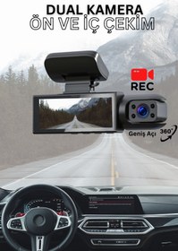 Resim Abbruch Araç İçi Kamera Lcd Ekran 2 Kameralı Geniş Açı 1080p G-Sensör Gece Görüşlü Dashcam 