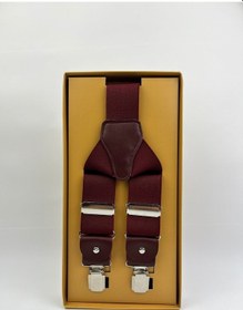 Resim Bordo Düz Erkek Pantolon Askısı Bordo 