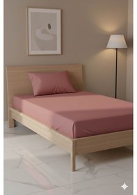 Resim %100 Pamuk Ranforce Premium Tek Kişilik Çarşaf Seti - Pudra Pudra 