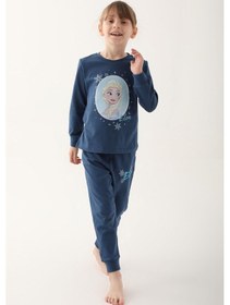 Resim Frozen Koyu İndigo Kız Çocuk Uzun Kol Pijama Takım İndigo 