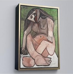 Resim Ahşap Çerçeveli Pablo Picasso Nu Accroupi Tablo Altın 55x75 cm, TTÇ.KNV7363FRM 