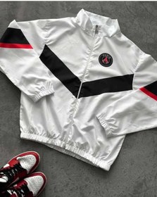 Resim Genel Markalar Paris Beyaz Fermuarlı Oversize Unisex Paraşüt Ceket/Yağmurluk 