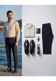 Resim Bys Beystil Erkek Düğmeli Yaka Taş Renk Gömlek 5656 - Slim Fit 
