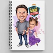 Resim Şık Baba ve Prenses Kızı Karikatürlü Defter 