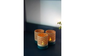 Resim KMA Tekstil Kumiko Tealight Fener Seti (3’lü) – Dekoratif Mumluk ve Ambiyans Aydınlatma Japon 