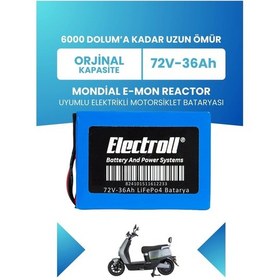 Resim Mondial E-mon Reactor Uyumlu Batarya Standart Kapasite Lifepo4 72v 36ah Elektrikli Motorsiklet Bataryası 