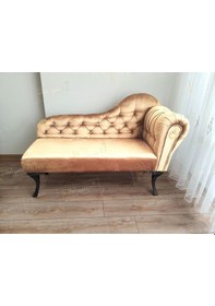 Resim Ters Kol Dekoratif Bihter Koltuk Josefin Puf 110 Cm Siyah Ayak Vizon 