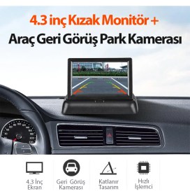 Resim Oto Geri Görüş Kamera Seti Katlanır Monitör ve Arka Kamera N11.300 