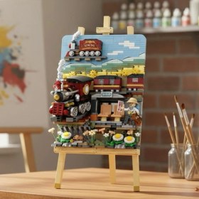 Resim Özbience Ahşap Tren Istasyonu 758 Parça Blok Oyun Seti, Eğlenceli ve Eğitici Kit 