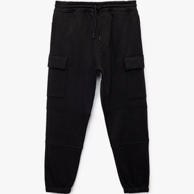 Resim Koton Şardonlu Kargo Cepli Beli Bağcıklı Jogger Eşofman Altı Siyah 6wam40029mk Siyah 