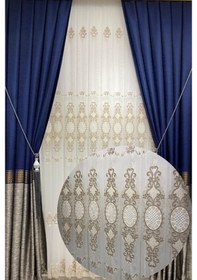 Resim Tt Zemin Nakışlı 1/3 Sık Pile Kırık Beyaz Tül Perde 