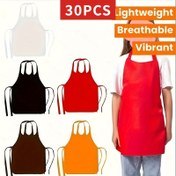 Resim 30 Adet Canlı Gençler İçin Tek Kullanımlık Önlükler - Dokumasız, Hafif & Nefes Alabilir, Sanat, El İşleri, Pişirme, Yemek Yapma İçin 5 Renk - Sınıf Aktiviteleri & Doğum Günü Partileri İçin İdeal 