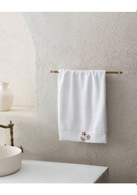 Resim Madame Coco Ethe Nakışlı %100 Pamuk Yüz Havlusu - Beyaz - 50x76 Cm 8684427212387 Beyaz 