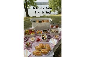 Resim Bayce Home 6 Kişilik Aile Piknik Seti - Saklama Kabı Seti + Büyük Piknik Sepeti (12 Parça) 