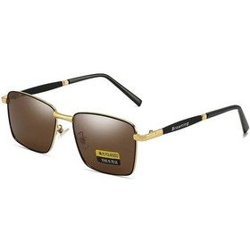 Resim Fotokromik Polarize Güneş Gözlüğü Uv400 Pilot Tarzı Renk Değiştiren Lensler Black Gold Tea Altın 