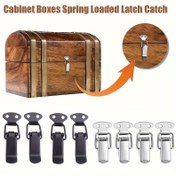 Resim 4-Lü Kilitli Çelik Kancalı Kilit Seti - Yay Yüklemeli Toggle Kilit ile Halka için Kabinet Kutuları, Hinged Gerginlik Kilit Çubuğu için Sandıklar, Güvenli Kapanış Donanımı 