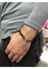 Resim Moda Kulesi Safir Taşlı Özel Tasarım Gümüş Erkek Bileklik 