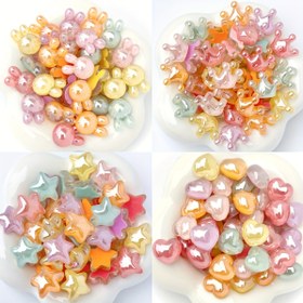 Resim 10 adet Karışık Renkli DIY El Sanatları Düğmeleri - Scrapbooking, Düğün Süslemeleri, Küpeler, Saç Aksesuarları & Takı Yapımı için Parlak Tavşan, Kalp, Taç & Yıldız Şekilleri, El Sanatları için Düğmeler 