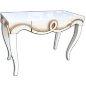 Resim Dresuar CNC ÇÖKERTME Model Kayın LÜKENS Aslan Torna Ayak Parlak Beyaz Lake Boya Kutu sevk El Yapım Kırçıllı Beyaz 