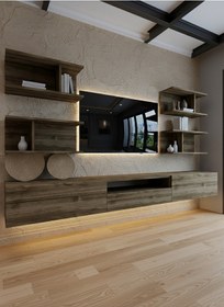 Resim Resital Ledli Duvara Monte Tv Sehpası - Ceviz - W6013-2 Ceviz 