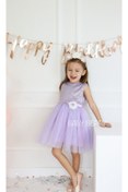 Resim Baby Berry Baby store Kız Bebek Çocuk Simli Çiçek Detay Tüllü Tütülü Özel Gün Prenses Elbise Mor (TAÇ AYRI SATILMAKTADIR) 