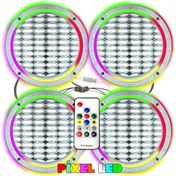 Resim CEKAVE Pixel Ledli 16cm Hoparlör Kapak Gümüş 4 Adet Animasyonlu PK-6298 