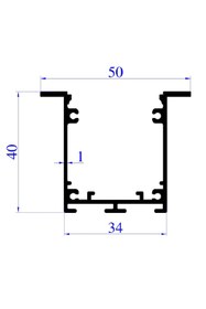 Resim Ledarmy LED Alüminyum Profil Sıva Altı Kanal 1 Metre 2186 SA 40x34mm Pleksi Cam Yan Kapak ve Yay Dahil 