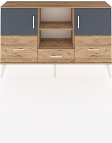 Resim Arges Konsol 4 Raflı 3 Çekmeceli 3 Kapaklı 132x30x83 Çam-antrasit/çam Antrasit/çam 