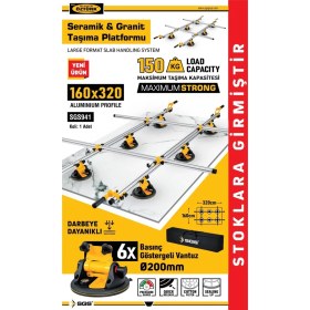 Resim SGS941 - Seramik Granit Fayans Taşıma Vantuzu Platformu 160 x 320 cm 