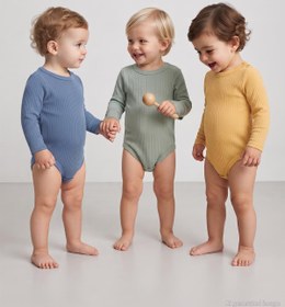 Resim Minidamla Uzun Kol Basic 3'lü set 1-18 Ay Çıtçıtlı Badi - Sarı - Sarı / 12-18 Ay 
