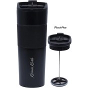 Resim Hediye Rengi Isme Özel Premium French Press Çelik Termos 450 ml M3 