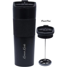Resim Hediye Rengi Isme Özel Premium French Press Çelik Termos 450 ml M3 