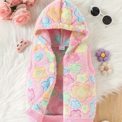 Resim Bebe Kızlar Yumuşak Şirin Çiçek Desenli Kapüşonlu Yelek 