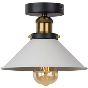 Resim Dylight Retro Metal Dekoratif Siyah Tavan Plofyoner Beyaz Çap. 23 