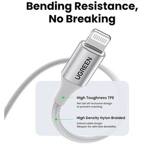 Resim Ugreen Lightning to USB-A Örgülü MFi Sertifikalı Apple iPhone Uyumlu Hızlı Şarj Kablosu 