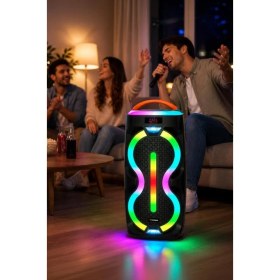 Resim Torima Bluetooth Hoparlör Mikrofonlu Kumandalı Rgb Işıklı Tws Speaker D36 Siyah 