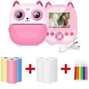 Resim Torima Cmr-21 Pembe Dijital Video Kayıt App Destekli Fotoğraf Çocuk Kamerası Termal Resim Kağıt Baskılı Yazıcı 