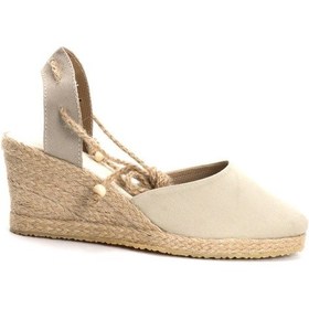 Resim Star Tombis Gerçek Elişi Bej Kadın Dolgu Topuk Espadril Handmade Bej 