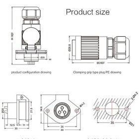 Resim Ya-20-c05sx-03-201 5-pin Su Geçirmez Konnektör - Erkek 
