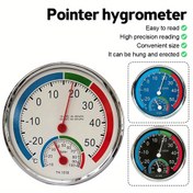 Resim Kompakt Analog Termometre ve Higrometre -30℃ ila 50℃ Sıcaklık Aralığı, %20-%100 Nem Ölçer, Renkli Göstergeler ile Kolay Okunur Yuvarlak Kadran, İç/Dış Mekan Kullanımı için Duvara veya Raf Montajlı 