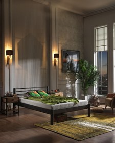 Resim Unimet Asos-s Çift Kişilik Ferforje Metal Karyola-siyah (AHŞAP LATALI) 