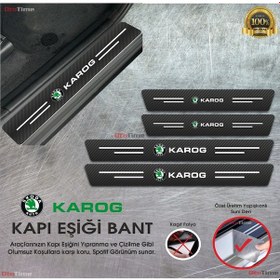 Resim Skoda Karog Logolu Karbon Kapı Eşiği Koruyucu Suni Deri 4'lü 