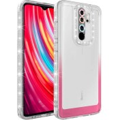 Resim m.tk moveteck Xiaomi Redmi Note 8 Pro Kılıf Lens Korumalı Parlak Simli Ve Renkli Arkası Şeffaf Silikon Kapak 