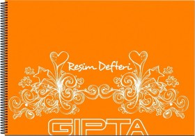 Resim Spiralli Resim Defteri 35x50 40 Yaprak Plastik Kapak Turuncu 2344 