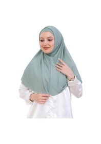 Resim Modish Group Hazır Türban & Başörtü Viskon Bone Setli Rahat Tesettür Şal İslami Giyim - Krem Açık Yeşil 