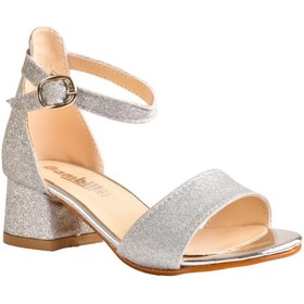 Resim minibonito Çocuk Parlak Simli Topuklu Abiye Ayakkabı 