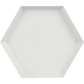 Resim Ganzhoushop Çokgen Masaüstü Depolama Tepsisi Geometrik Eşkenar Dörtgen Metal Altıgen Komposto Beyaz 