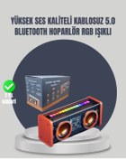 Resim Techno Stock Renkli Işık Efektli Mini Bluetooth Hoparlör – Yüksek Ses Kalitesi ve Kolay Taşıma 