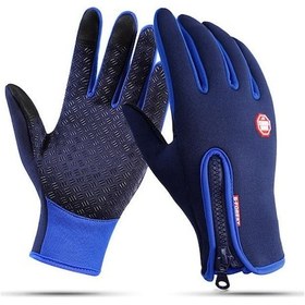 Resim Dokunmatik Soğuk - Su Geçirmez Motosiklet Eldiveni Mavi 